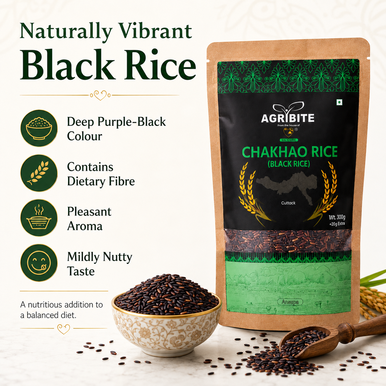 Agribite Chakhao/ Black Rice from Farmer of Cuttack - Image 3
